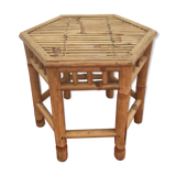 Hexagonal coffee table in bamboo and rattan