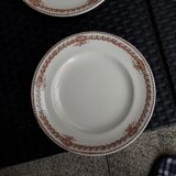 Set of 6 vintage flat plates, 23 cm, Longwy brand, Mireille pattern.