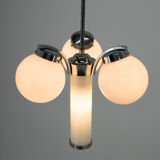 Lustre art déco en chrome et verre, années 1930