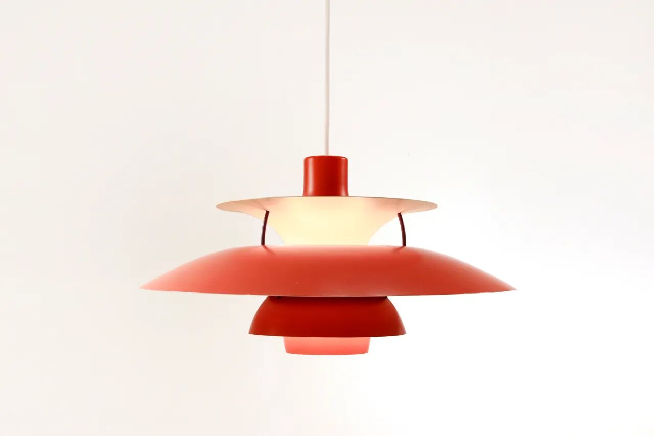 Vintage red PH5 lamp by Poul Henningsen for Louis Poulsen
