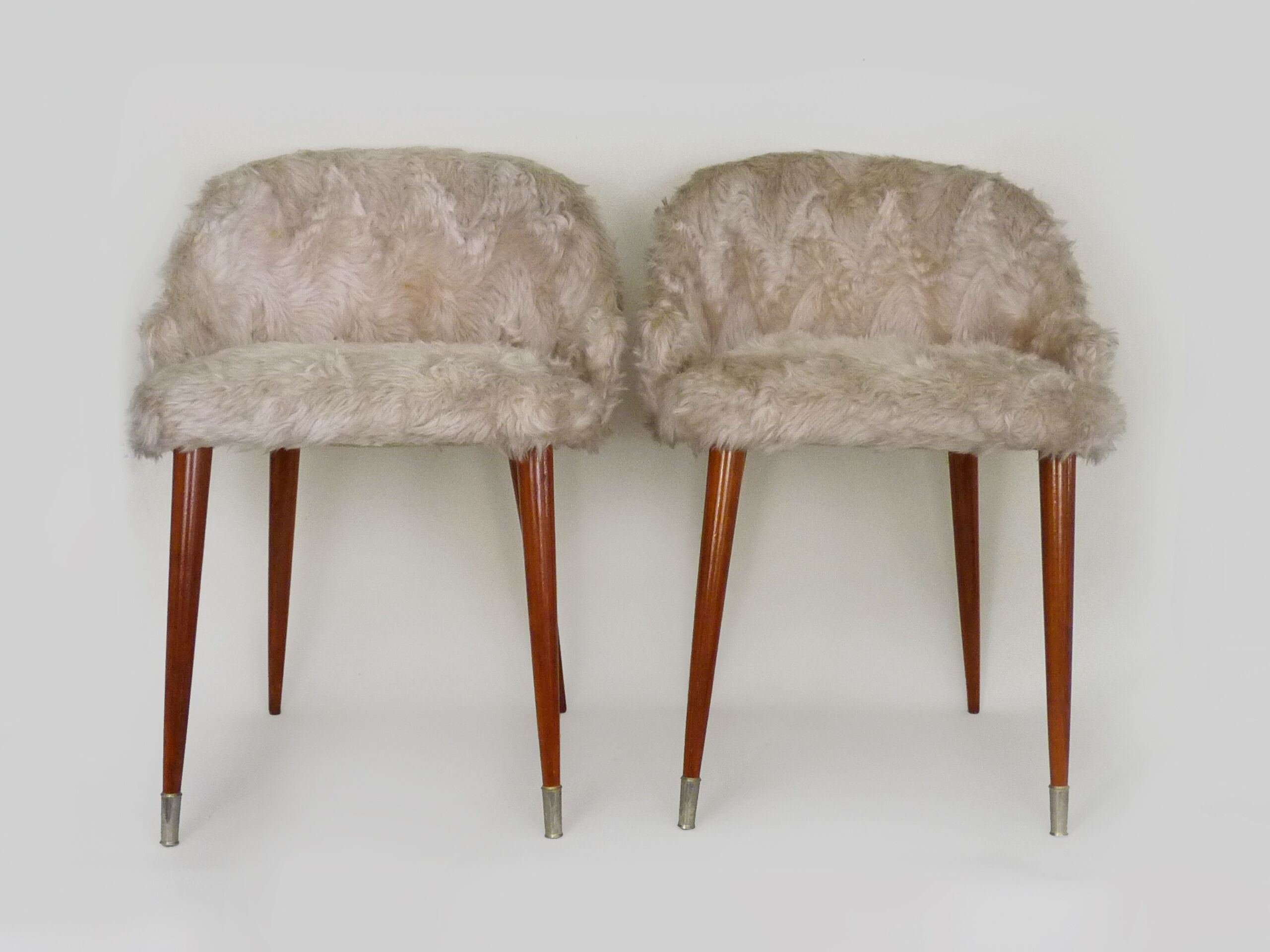 Pair of chairs moumoute wooden compass legs year 60