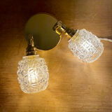 Double vintage tulip wall light in moulded glass.