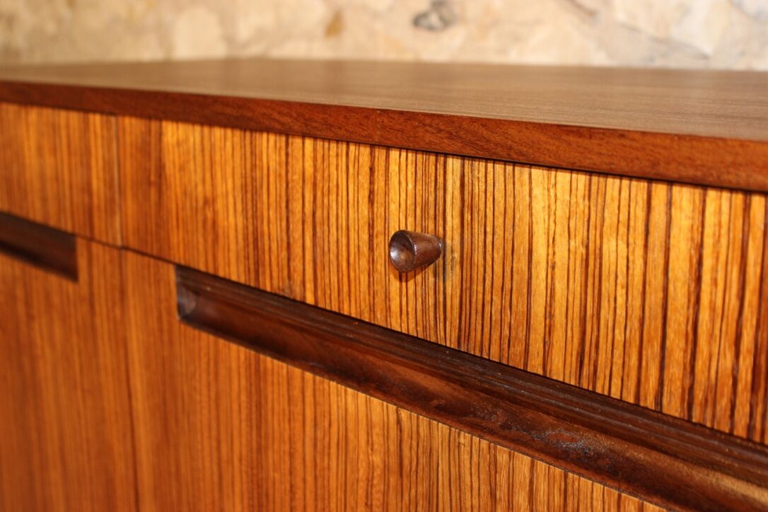 Teak and zebrano sideboard