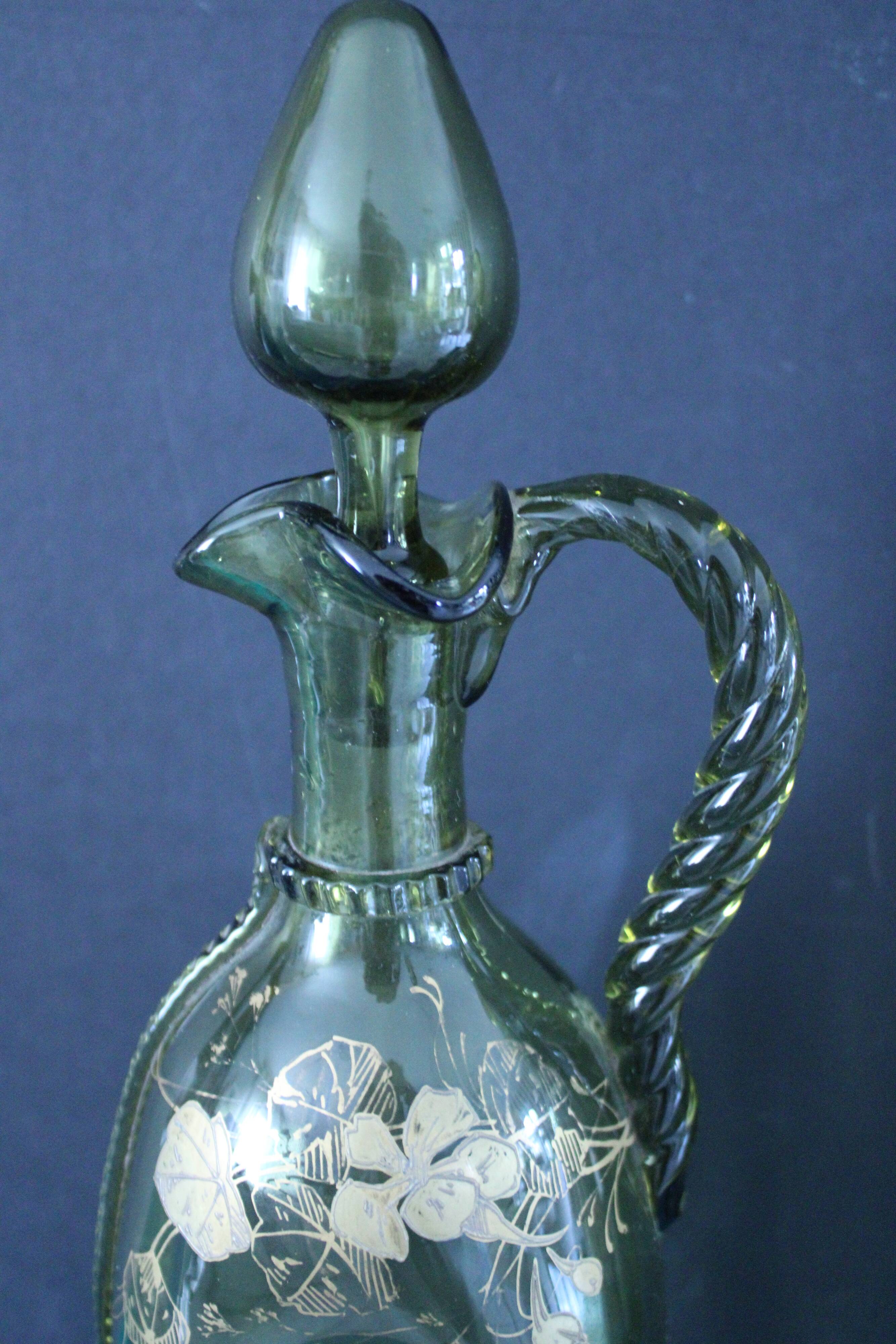 2 eaves in enamelled glass - art nouveau style - XXth century