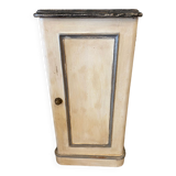 Small buffet early 20th century in beige and gray patinated wood with shelf