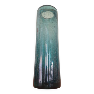 Grand vase rouleau en verre soufflé - verrerie de bendor vintage