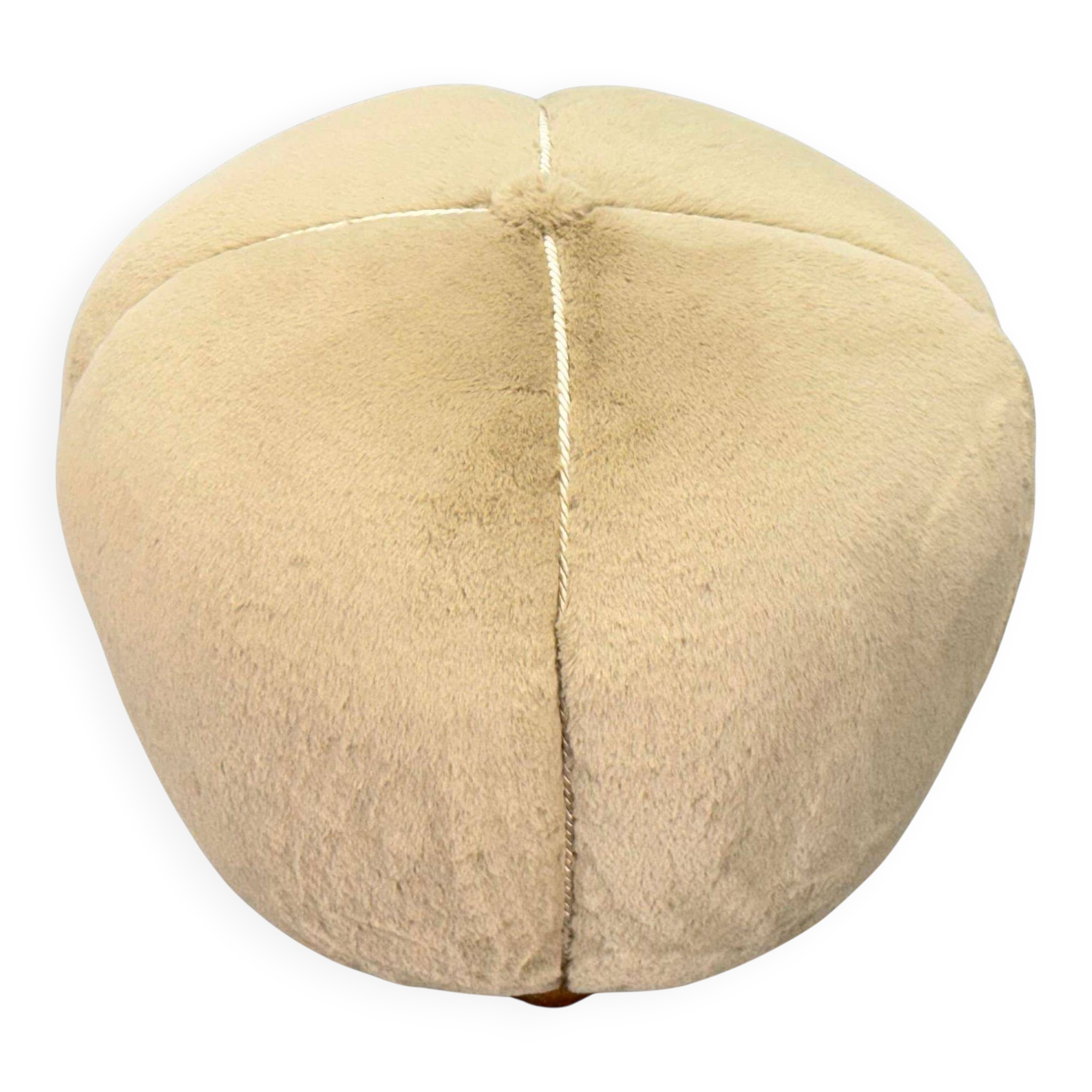 1940s Czech Art Deco Round Stool with Faux Rabbit Upholstery