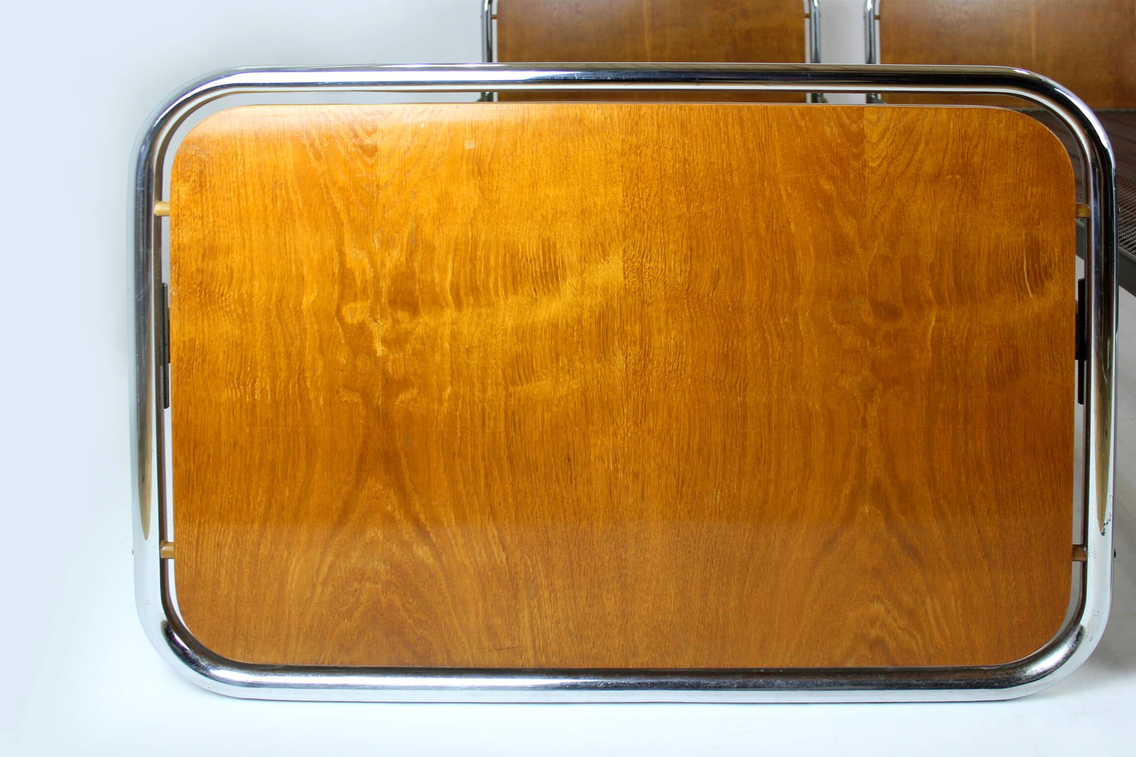 Bauhaus Oak and Tubular Steel Beds, 1940s, Set of 2