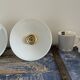 Pair of vintage white opaline wall lamps electrified to nine