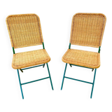Pair of rattan folding chairs