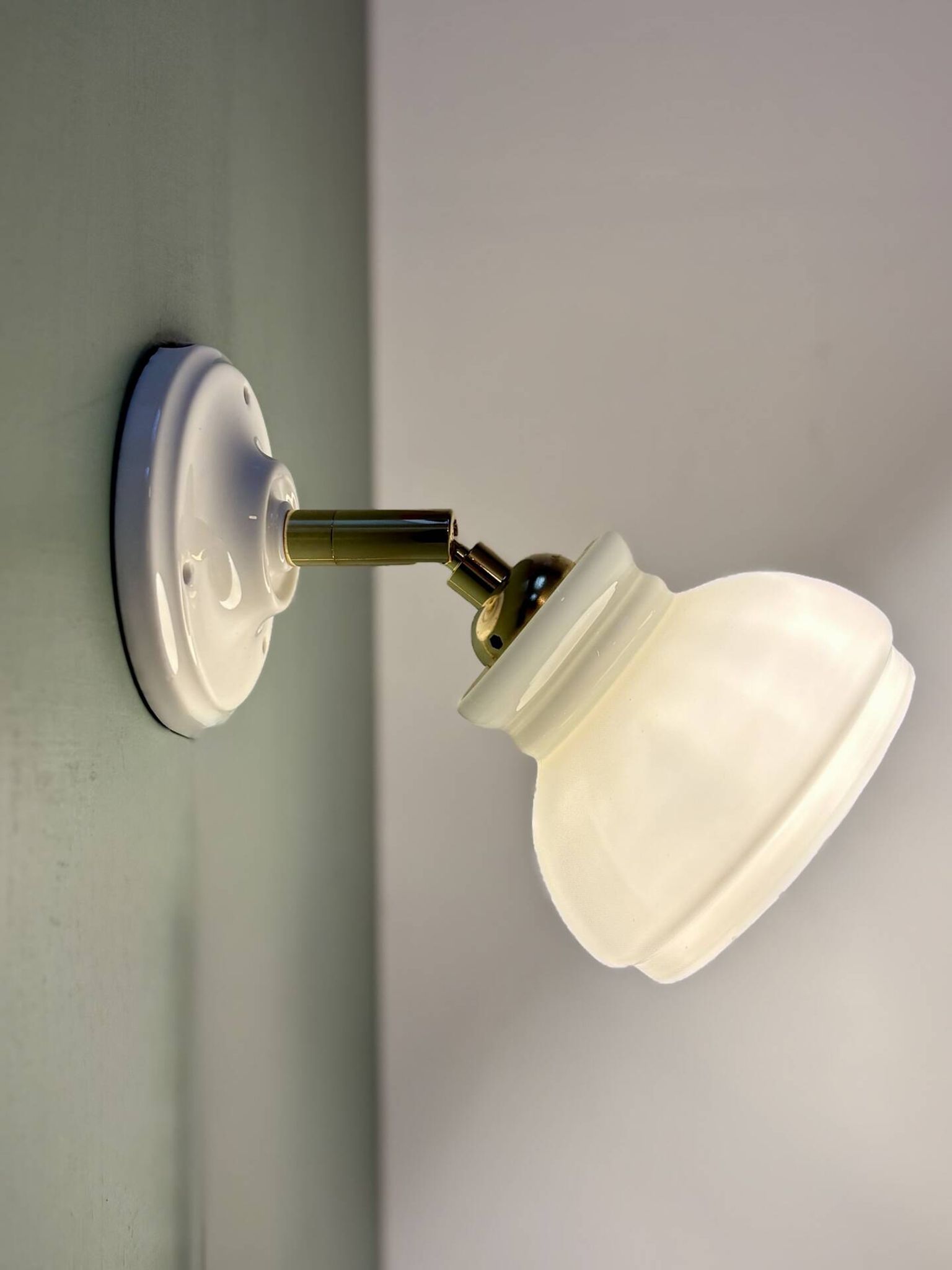 Vintage wall lamp shade in white opaline