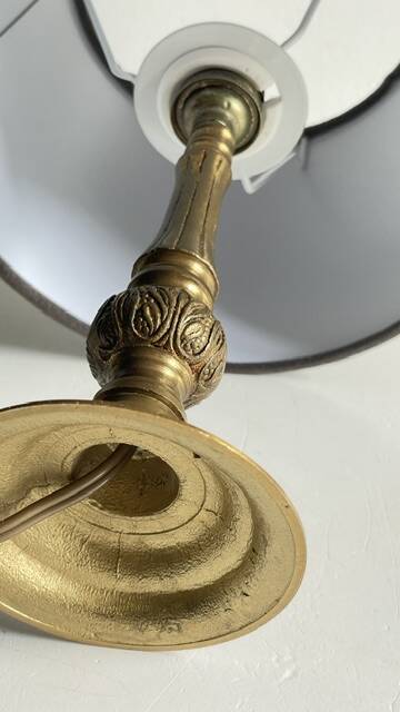 MASSIVE BRASS LAMP and VINTAGE Velvet