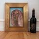 Vintage original dog portrait oil painting, signed animal art