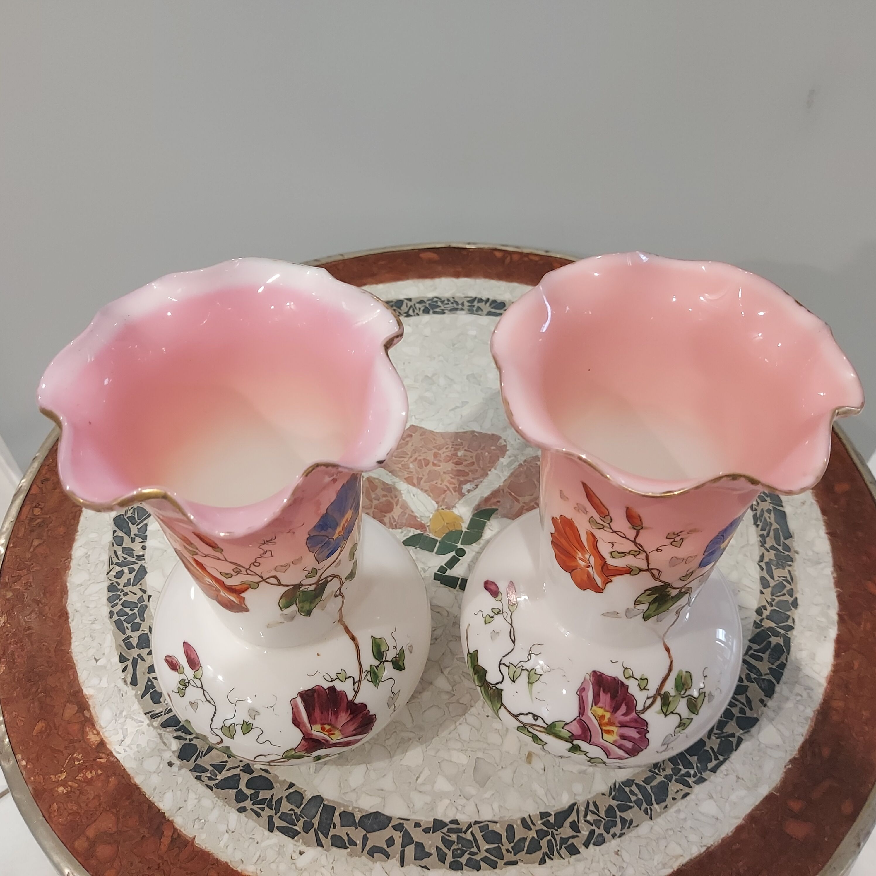 Pair of art deco opaline vases from the 1930s