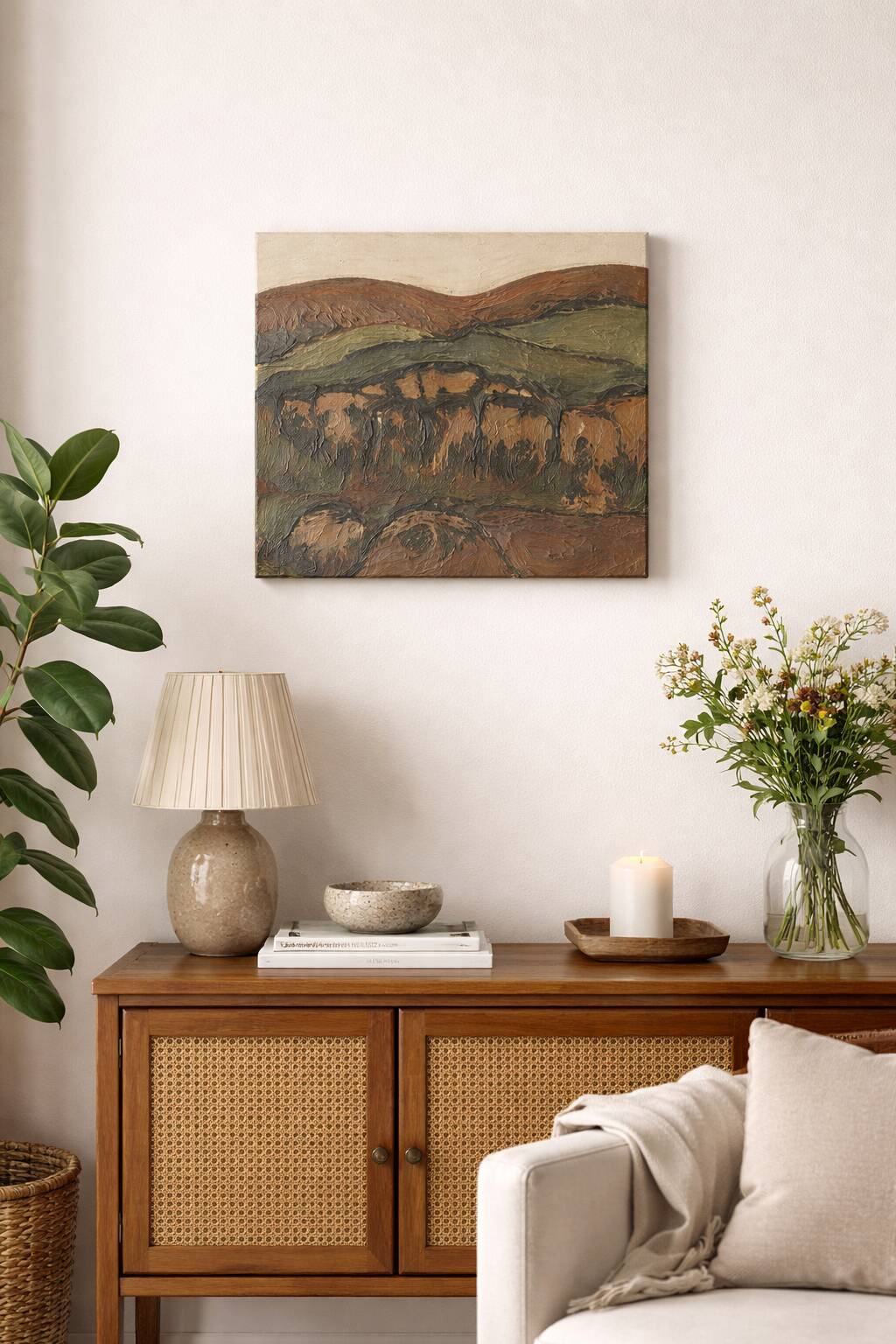Huile sur toile – Paysage village – Boulinguez, 1972
