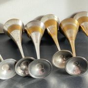 6 Flutes Champagne Laiton Argenté Vintage