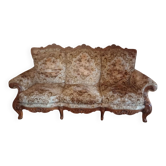 Three-seater canapé in antique style / Louis XV in carved wood.