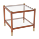 Maison Lancel wooden table end glass brass 1965