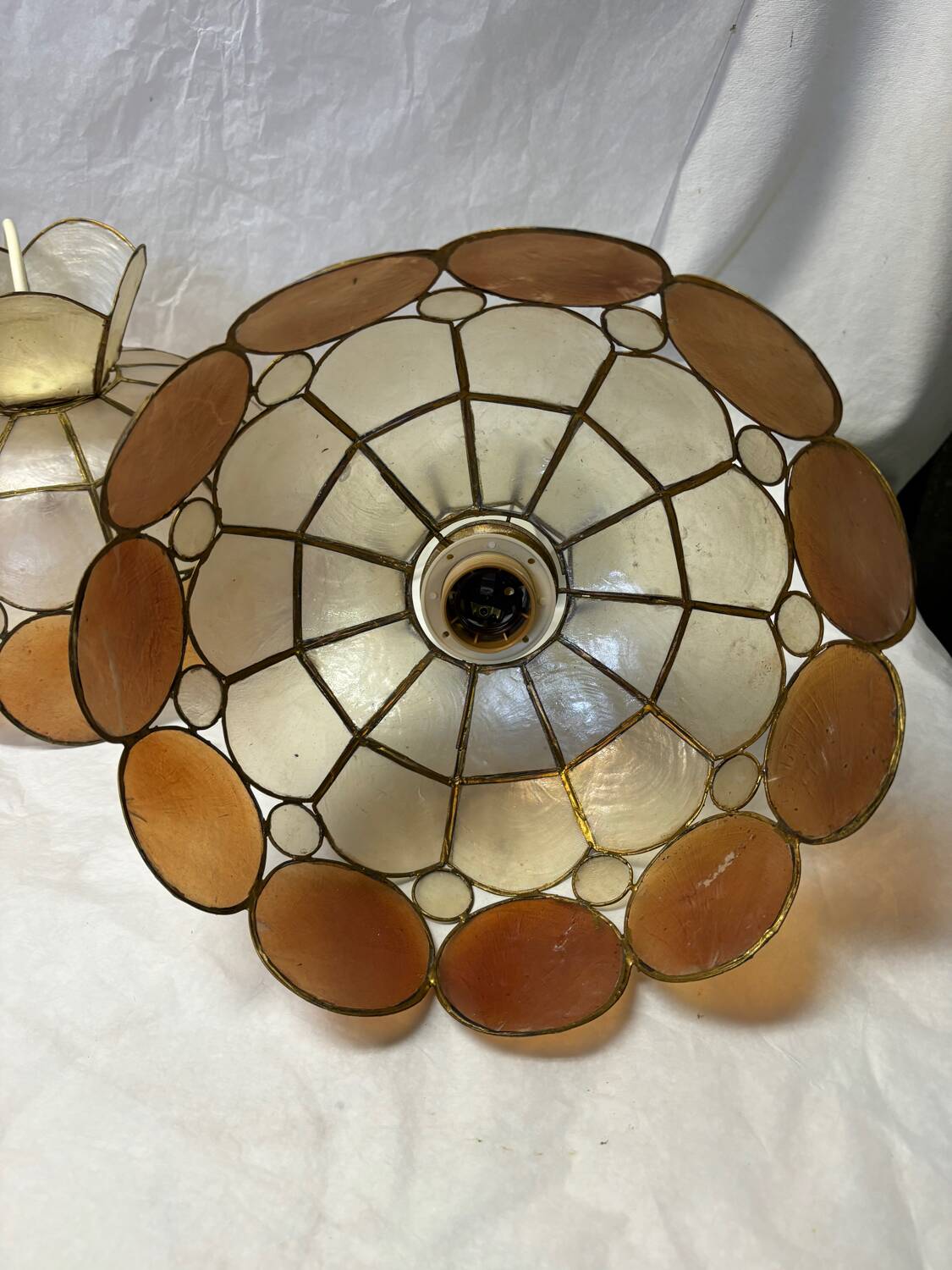 Pair of mother-of-pearl chandeliers