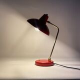 Bedside lamp red-orange saucer, mid-century