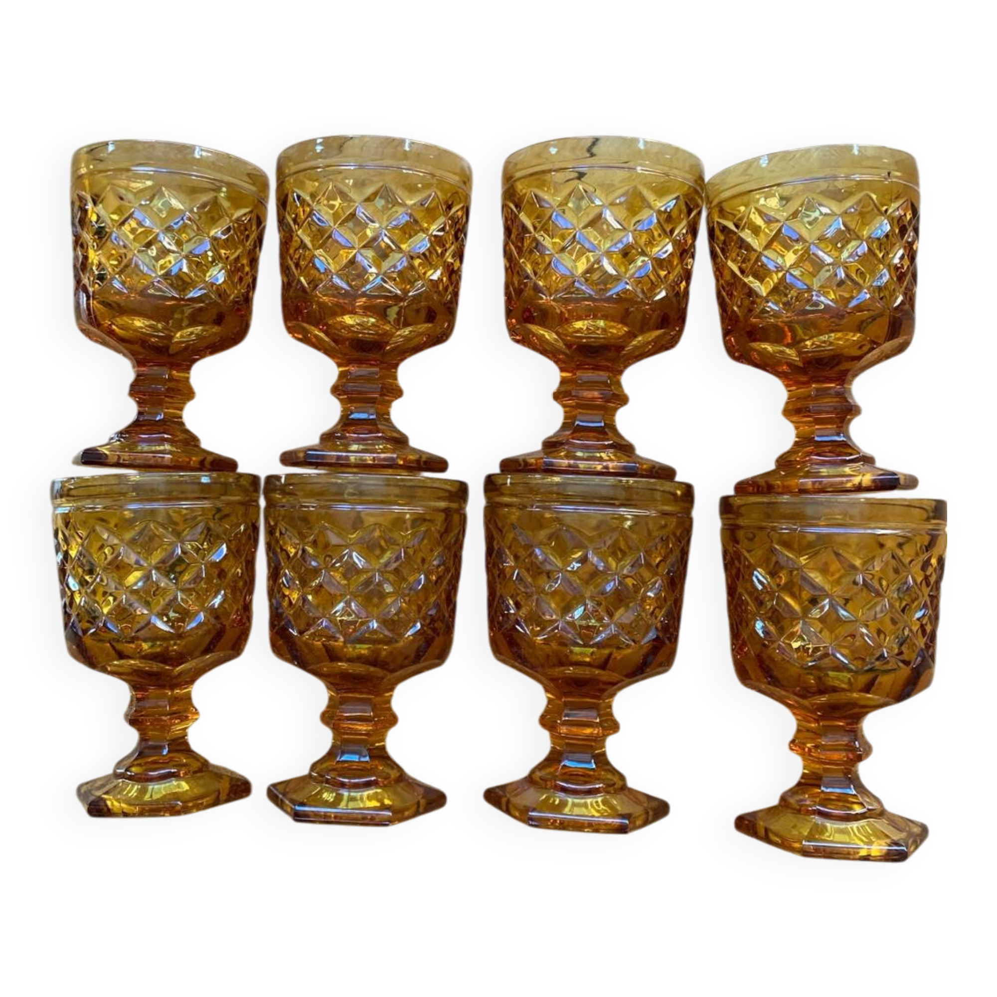 Medieval style amber stemmed glasses