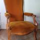 Voltaire armchair with amber velvet rack and pinion