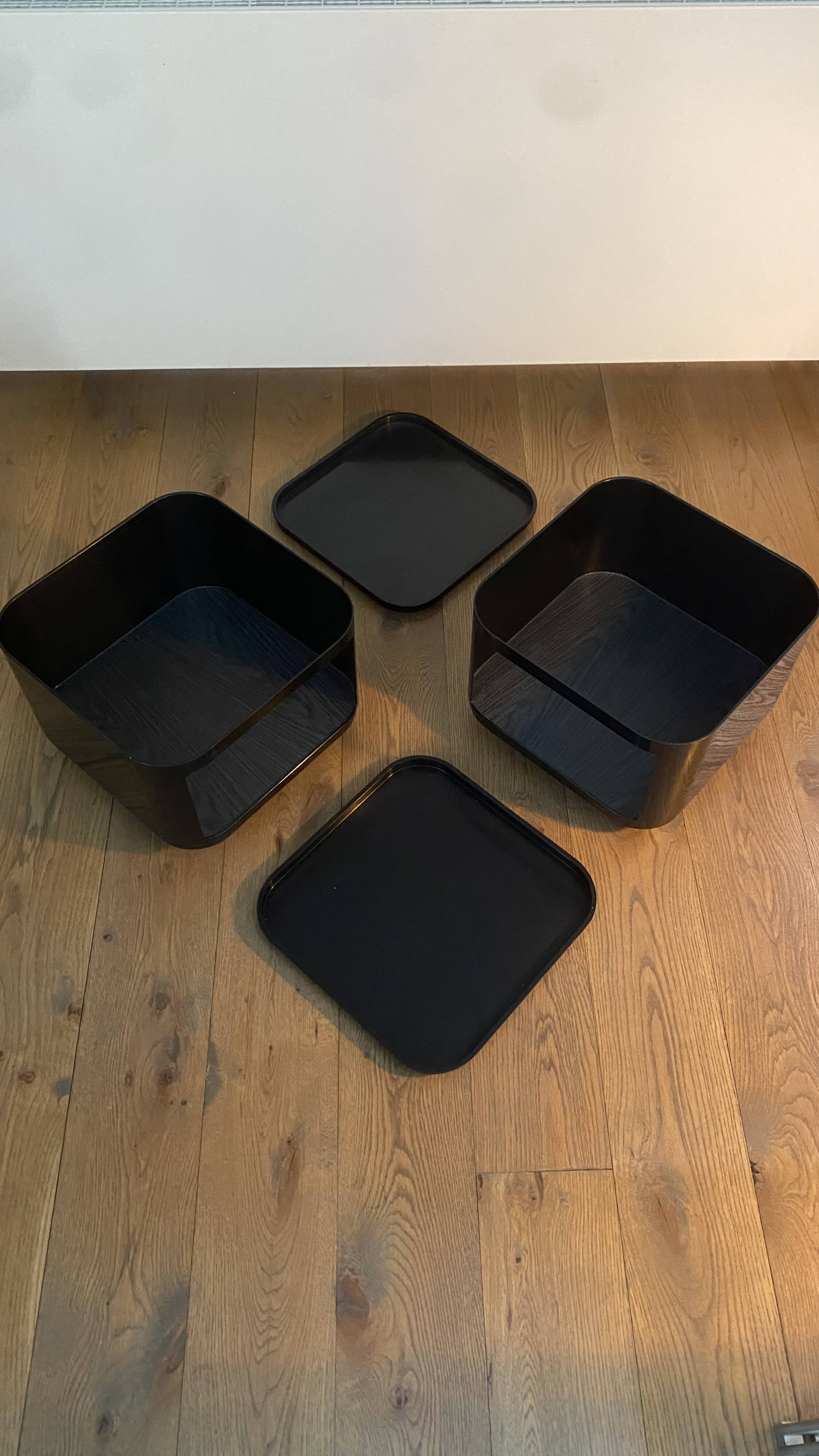 Anna Castelli pair of black Componibili night tables