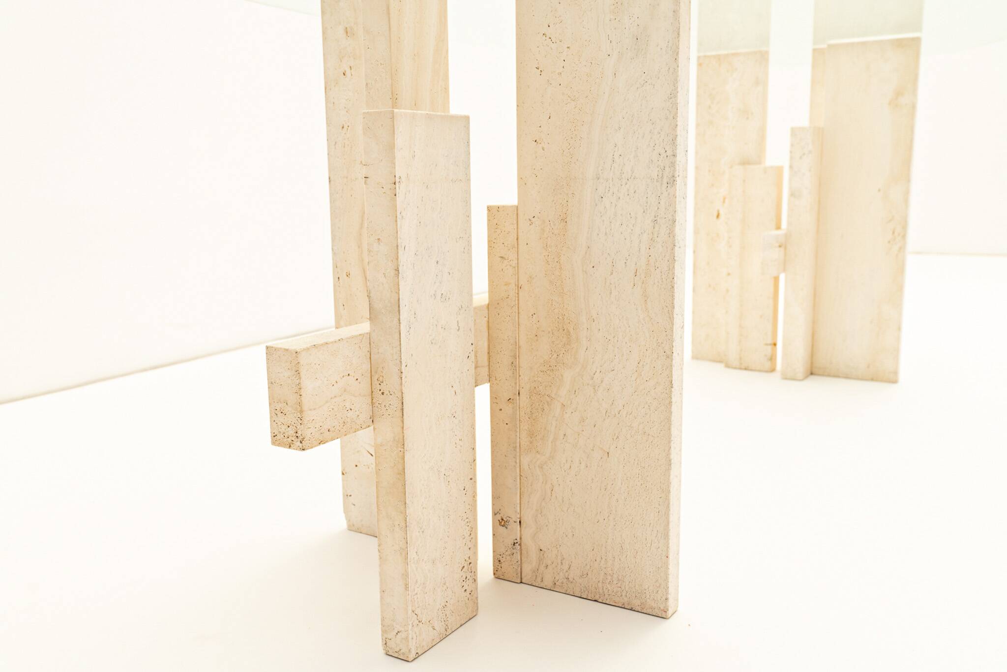 Travertine dining table by Willy Ballez, 1970s