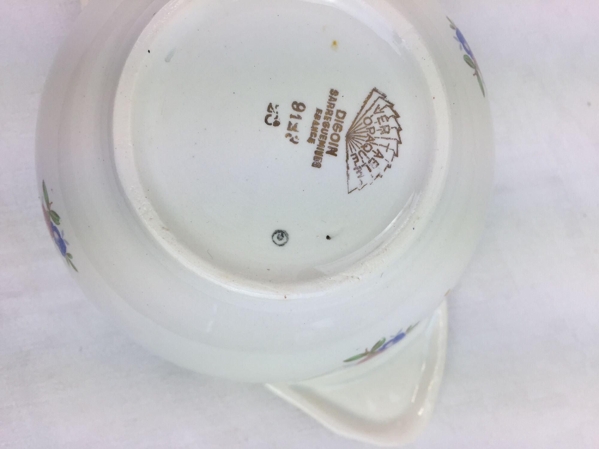 Antique bowl with glazed ceramic ears made in France Digoin Sarreguemines