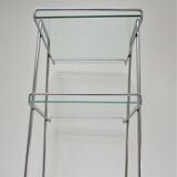 Étagère sellette verre métal chromé porte-revues années 70