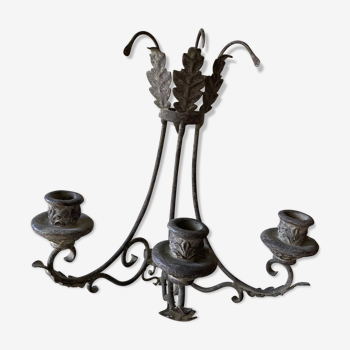 Wall candle holder 3 branches in patinated metal