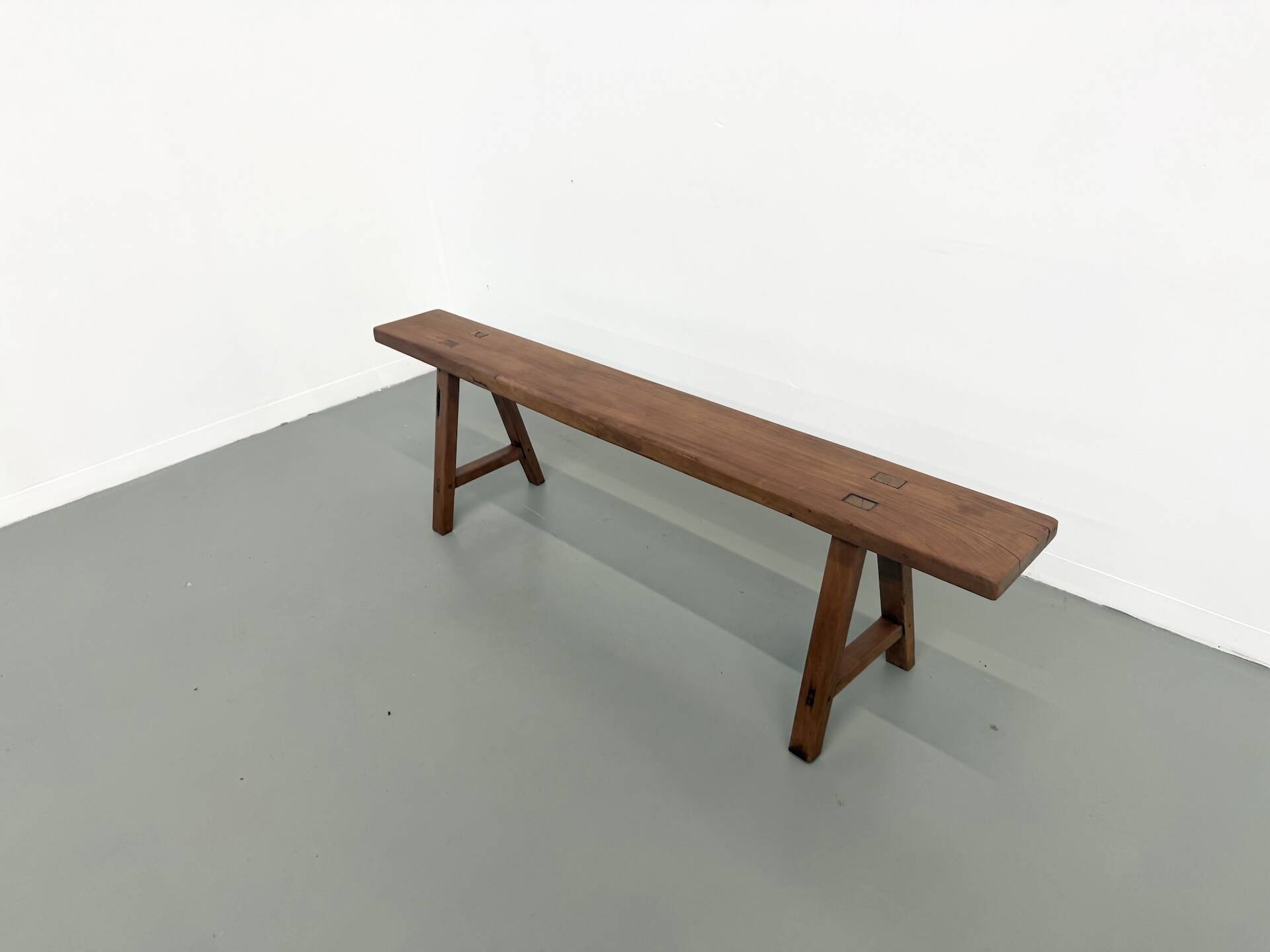 Restored solid walnut bench — 1950s
