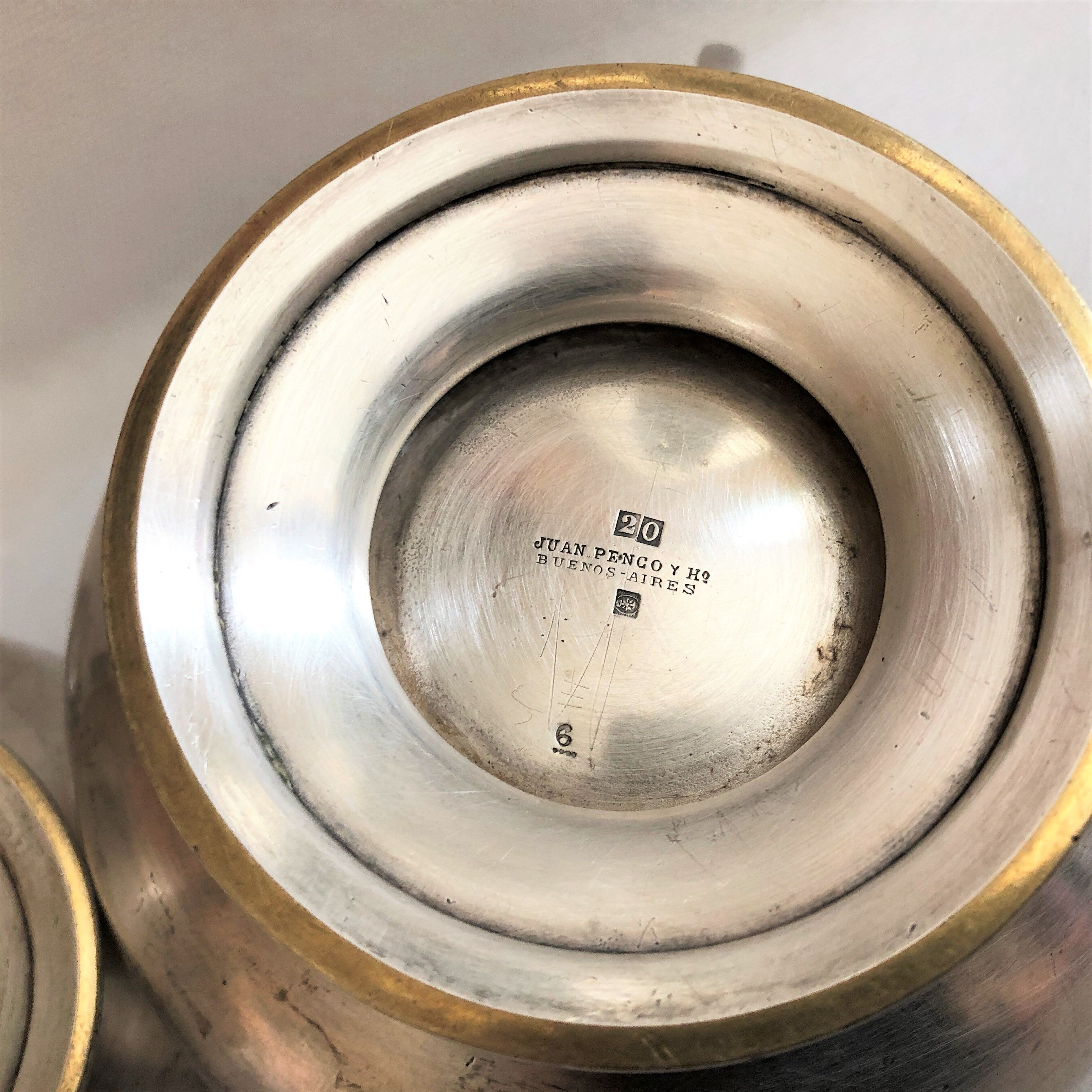 Vintage Buenos Aires silver metal coffee tea set with hallmarks