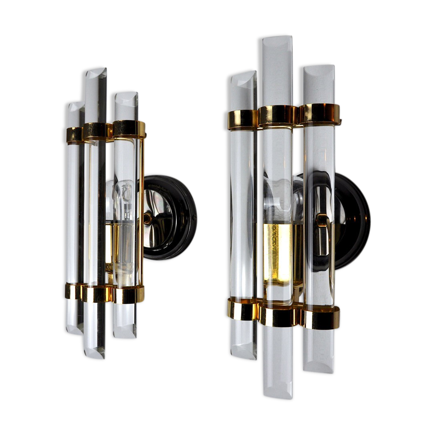 Pair of Venini wall lamps in talie glass 1970