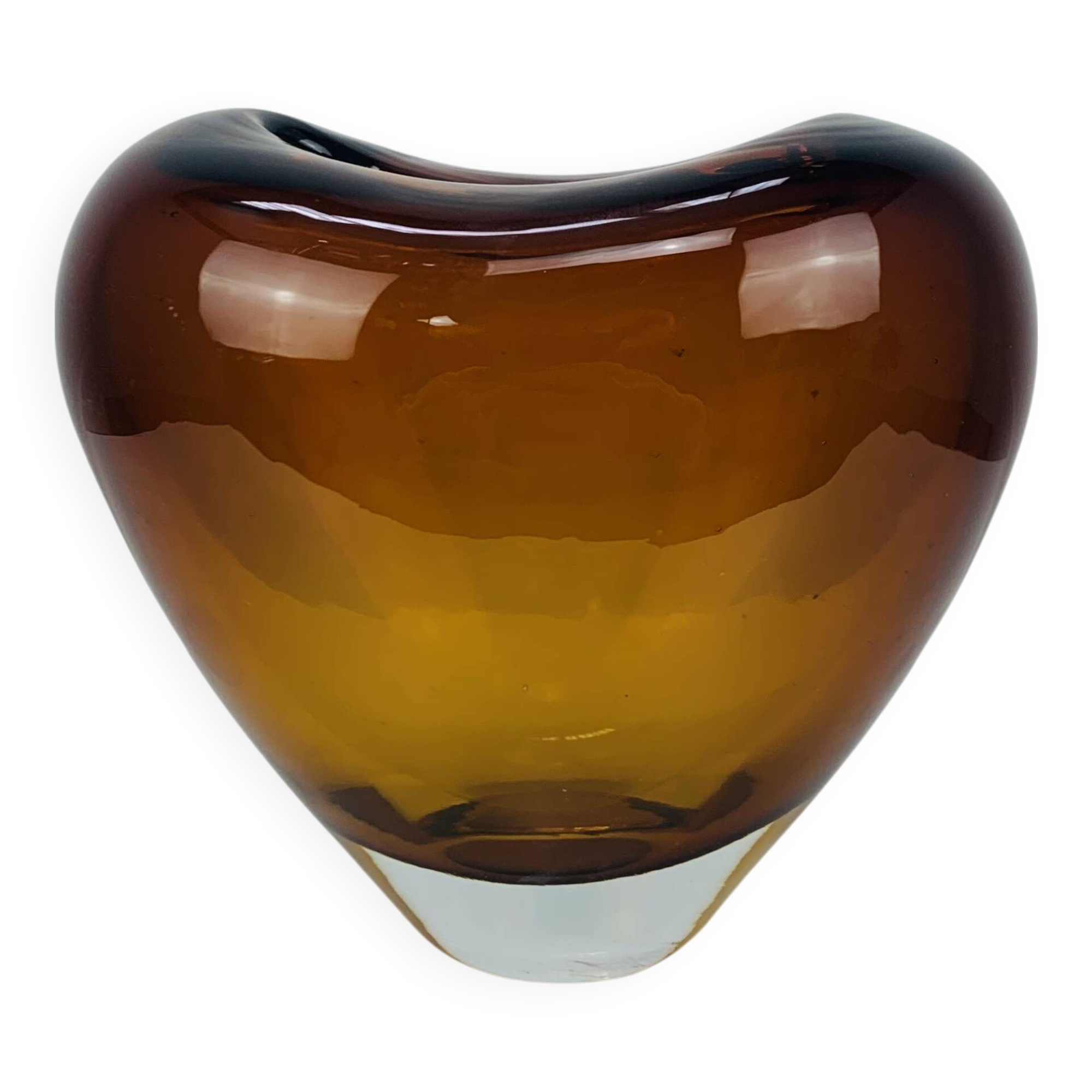 Vintage Holmegaard style blown glass heart vase
