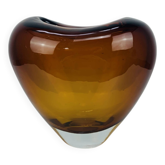 Vintage Holmegaard style blown glass heart vase