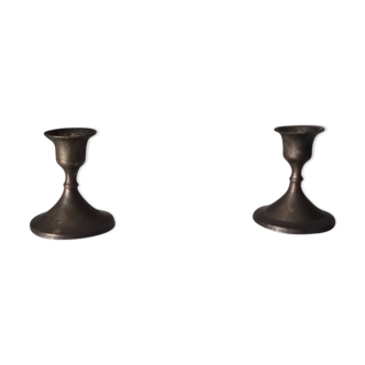 Pair of old brass candlesticks