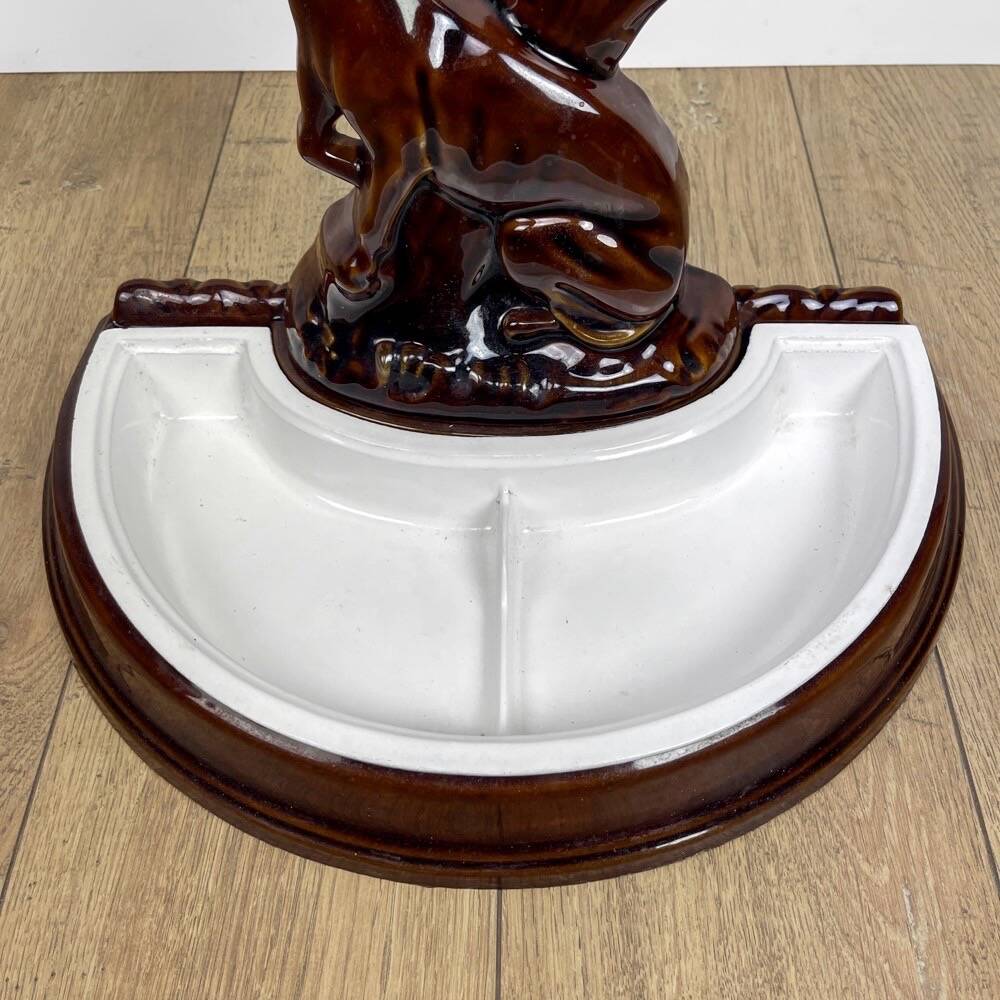 Art Nouveau umbrella stand or cane holder in enameled cast iron