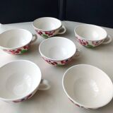 6 Villeroy Boch Mettlach earthenware teacups