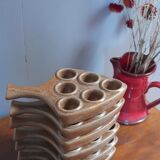 Set of 6 dishes/pans/snail pans, in Digoin Crespots sandstone - Vintage