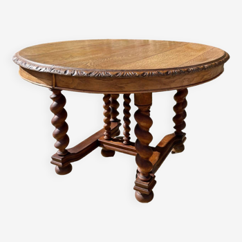Table à manger avec ses 3 allonges en bois massif sculpté et mouluré de style Louis XIII époque XIXeme siècle