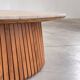 Oval travertine coffee table with ashwood slatted base – italy by forme