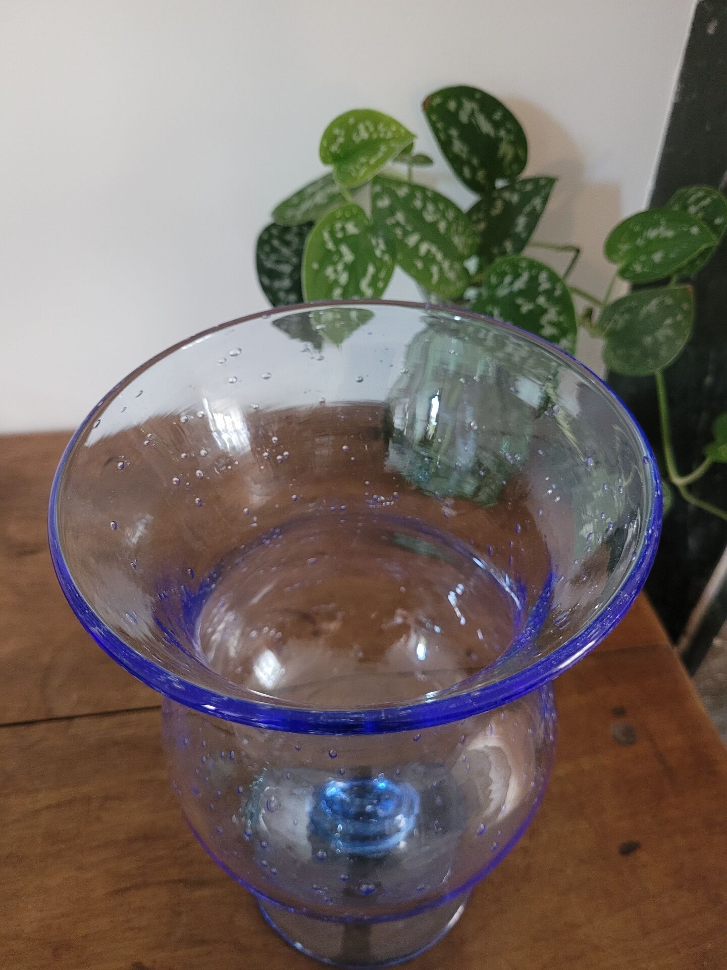 Blue bubble glass lantern