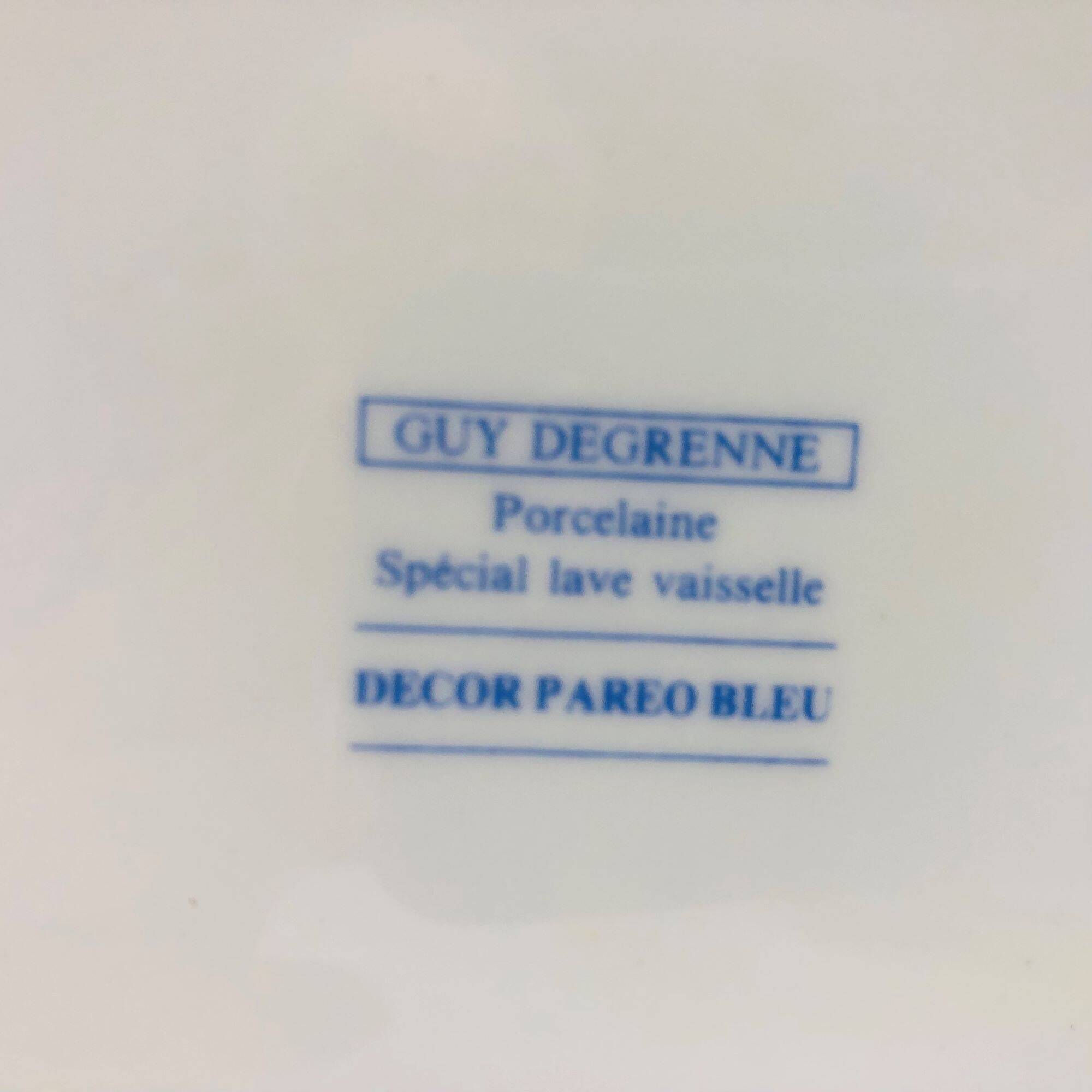 6 Guy Degrenne porcelain plates.