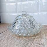 Chiseled glass butter tray
