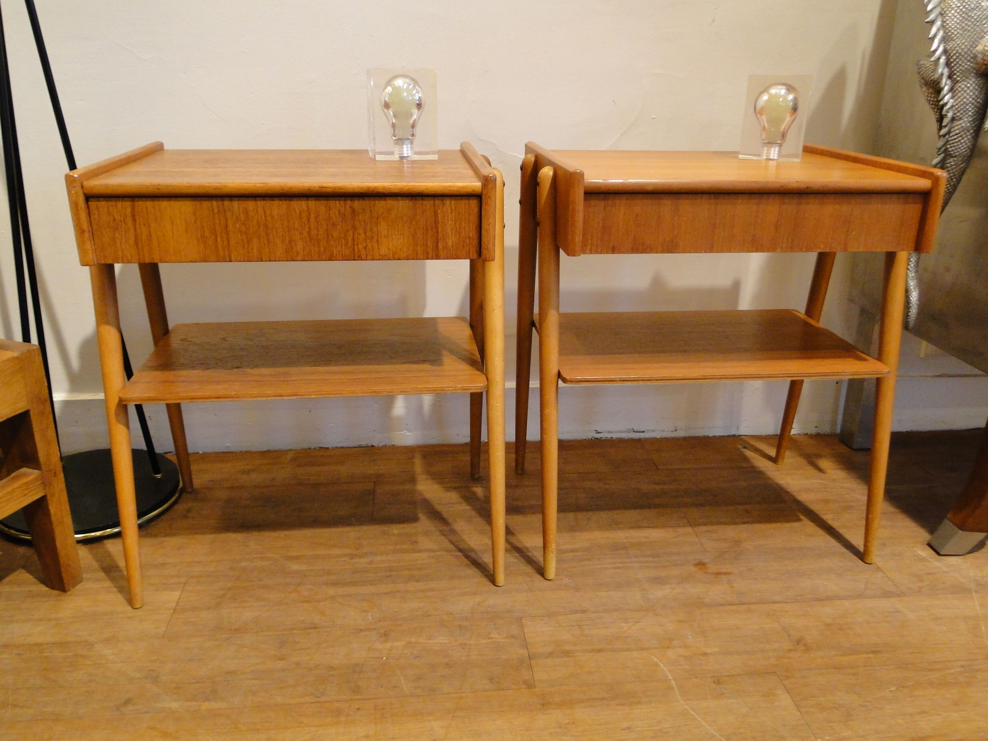 Pair of bedside teaks in AB Carlström & Co Möbelfabrik 1960