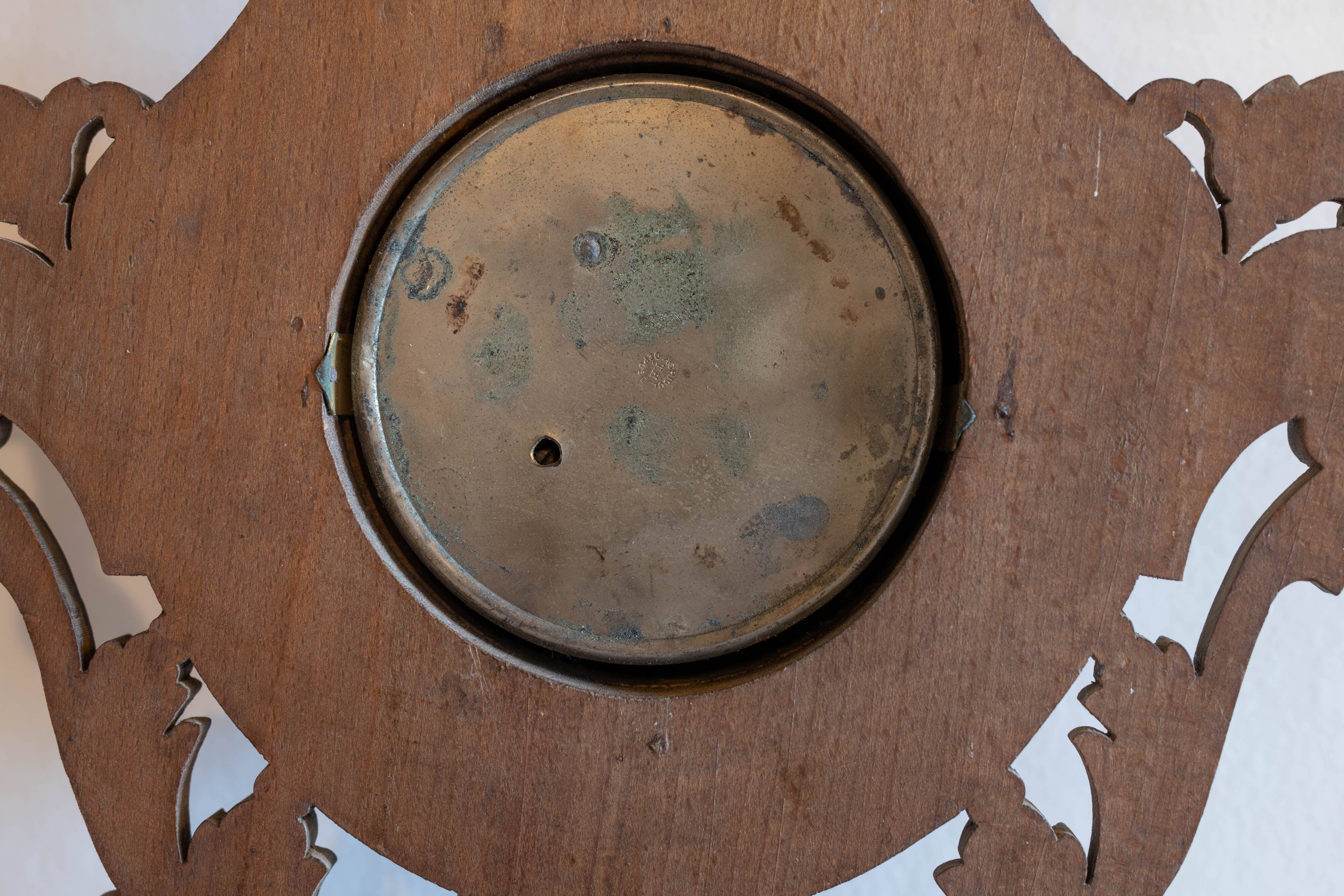 Henri II barometer and thermometer in carved wood
