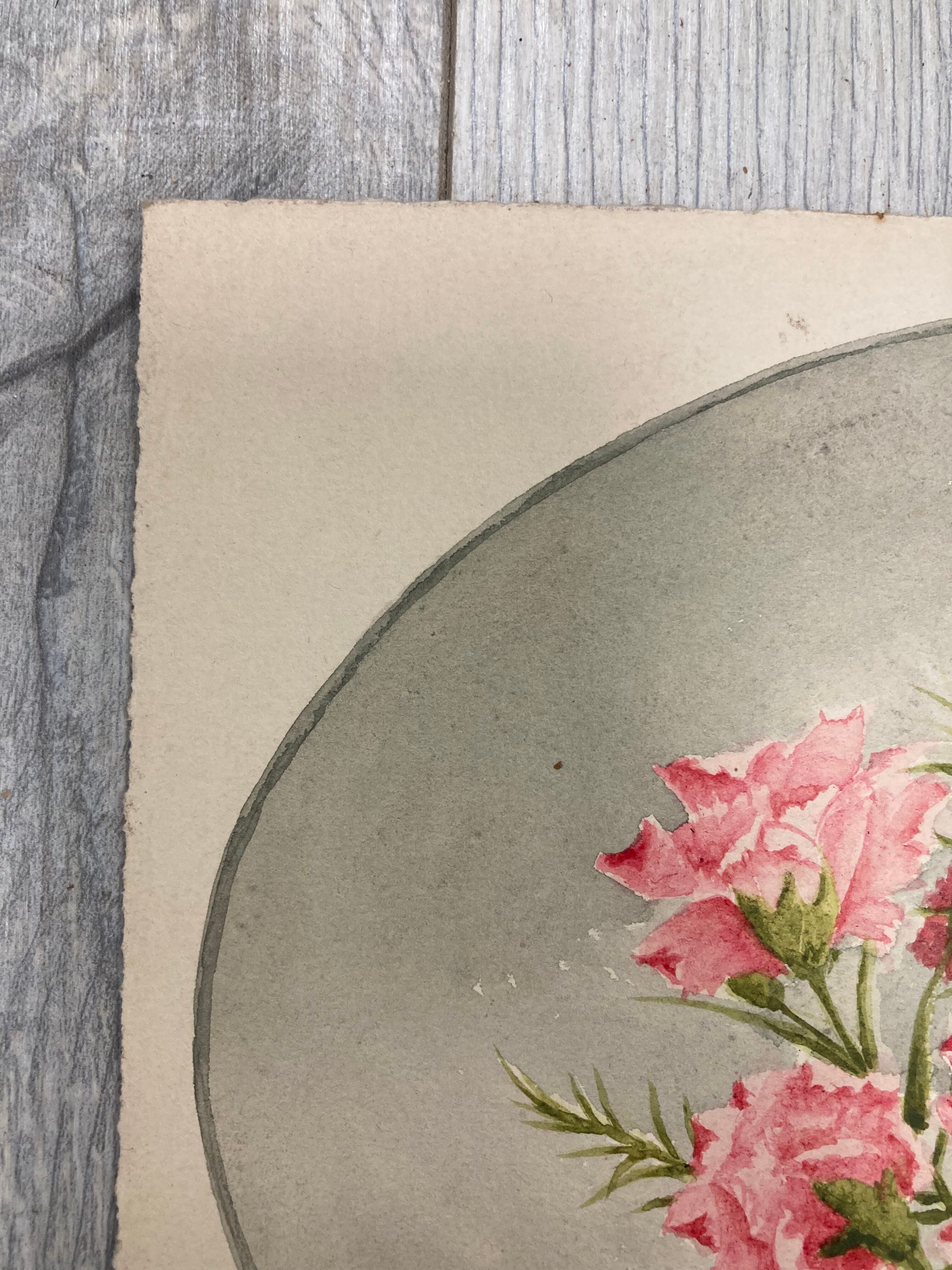 Watercolor with vintage carnations