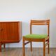 Set of 4 Scandinavian beech wood chairs, green wool, 1960.