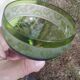 14cl Nancy Houillon crystal wine glass with green floral border